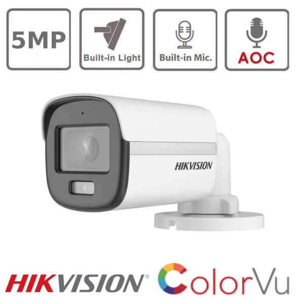 CAMARA BALA 3K HIKVISION COLORVU 4EN1 5MP 2 8MM METALICA CON AUDIO DS